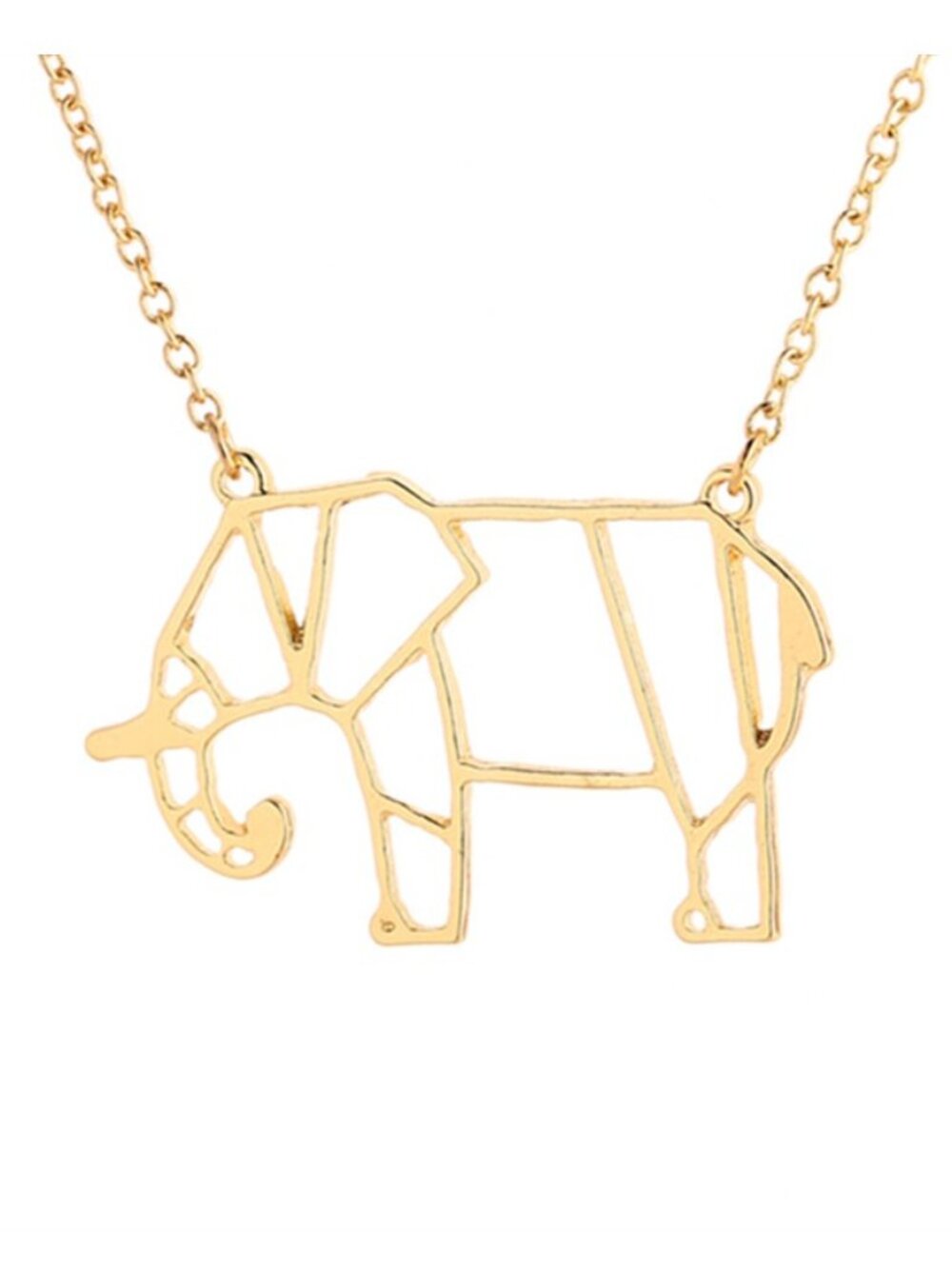 Origami Elephant Animal Cute Yellow Gold Necklace